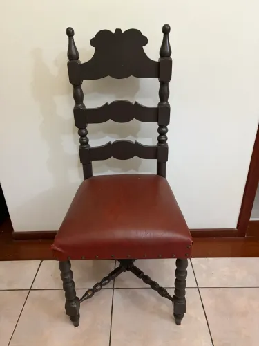 Conjunto 6 cadeiras madeira maciça - estilo colonial