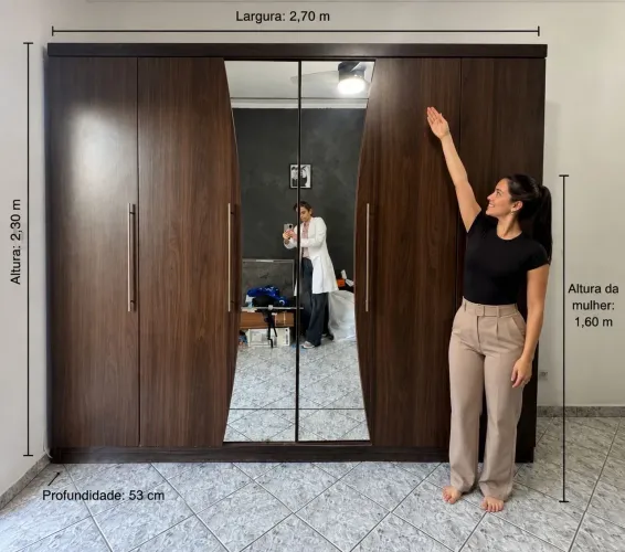 ? GUARDA-ROUPA CASAL KAPPESBERG 6 PORTAS COM ESPELHO - ÓTIMO ESTADO