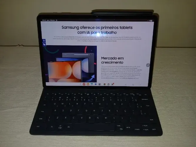 Galaxy Tab S8 Plus - Vai com Galaxy AI e Capa Teclado Original - Tá tudo novo
