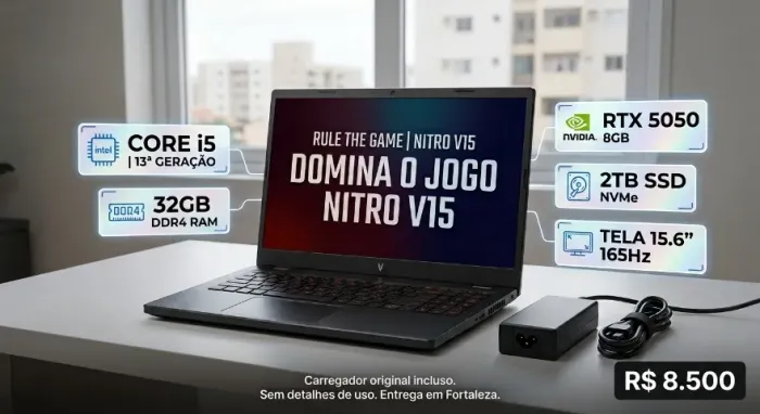 Notebook Gamer Acer Nitro V15 | RTX 5050 | 32GB RAM | SSD 2TB | 165Hz