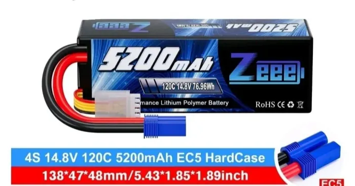 Bateria Lipo Zeee 4s 5200mah 120c C/ Hard Case e Plug Ec-5