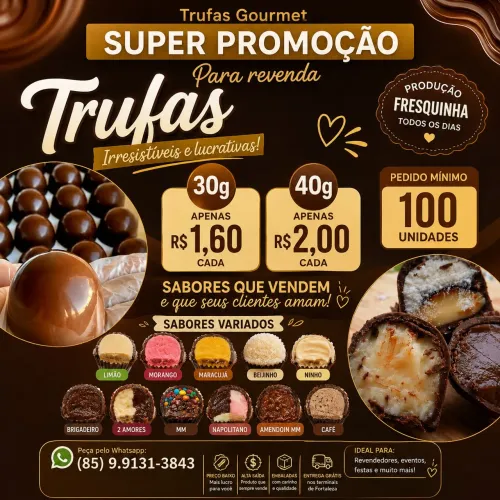 Trufas Gourmet para revenda