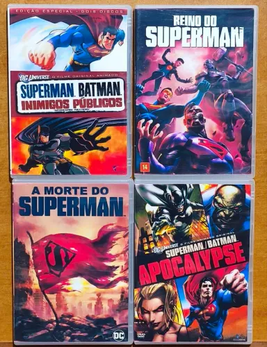 Lote com 5 DVDs Animações DC Comics 