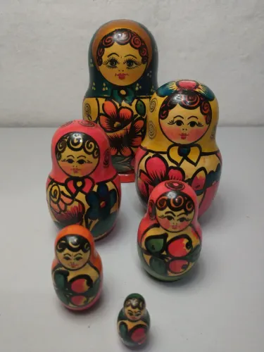 Matrioshka Boneca Russa 1998 Polkhovsky Maidan Madeira Conjunto 6 Peças Com Selo