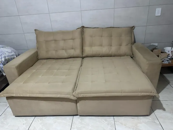 Sofá Retrátil Reclinável E Cama 2,15m Cama Inbox Flex. Suede