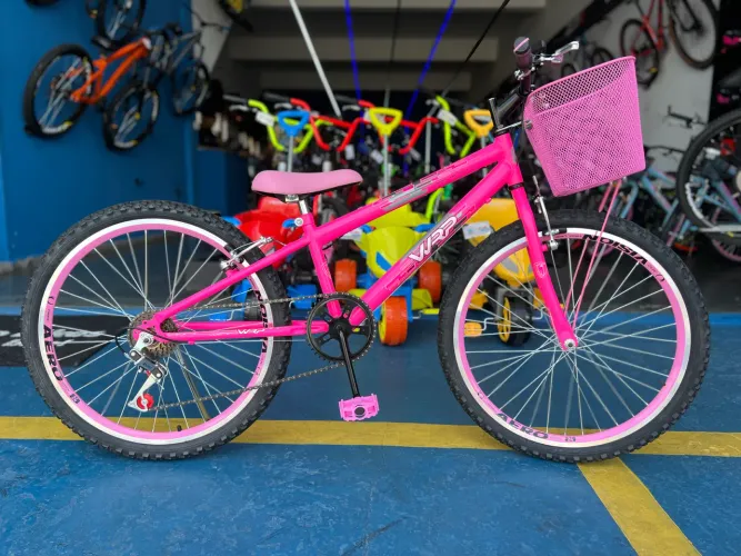 Bicicleta aro 24 com marcha - Rosa Neon