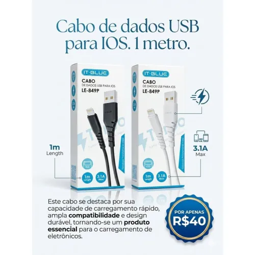 Cabo de dados USB para IOS