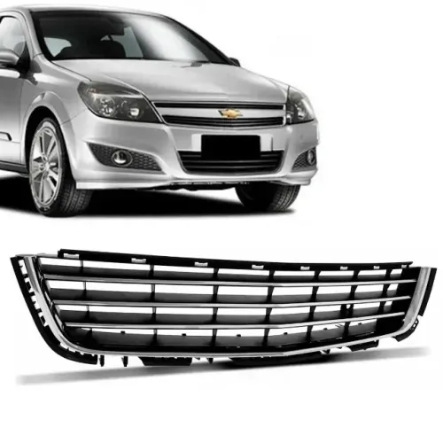 Grade Parachoque Chevrolet Vectra 2010 / 2011 - Friso e Moldura Cromada - Central Preto