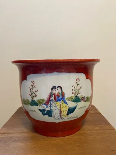 Antiguidade - Vaso chinês - Porcelana esmaltada 