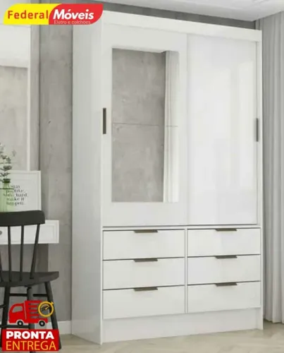 Guarda Roupa 2 Portas de Correr e 6 Gavetas Novo Pronta Entrega 