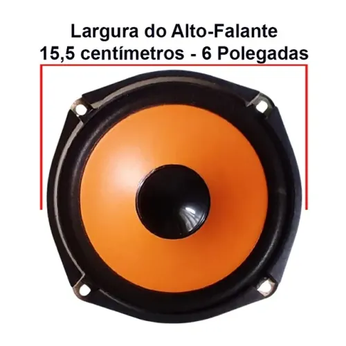 Alto-falante 6 Polegadas 40W 4 ohms Cor Laranja e Preto Sound Lenoxx