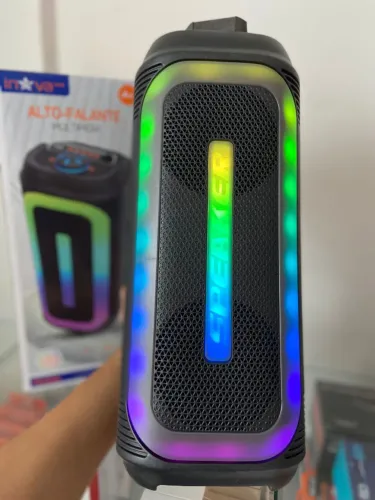 Caixa de Som Alto Falante Potente Bluetooth Led RGB iNova