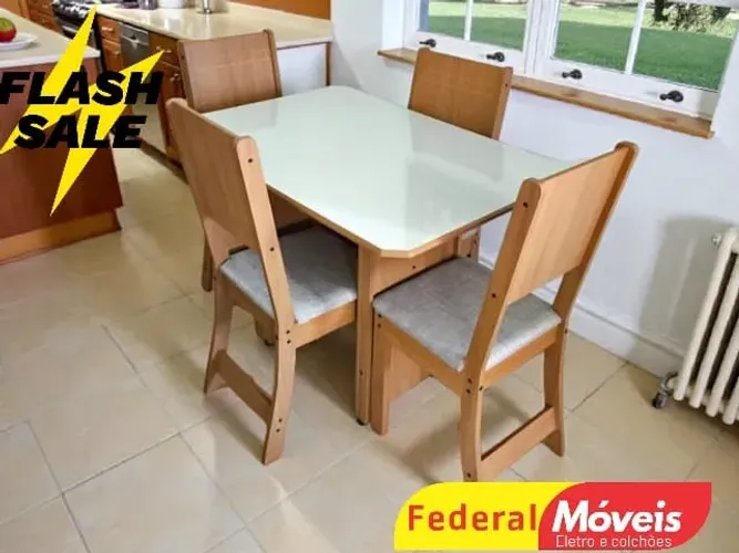 Mesa de Jantar c/ 4 Cadeiras 1,10X0,76m NOS CHAME NO WHATSAPP