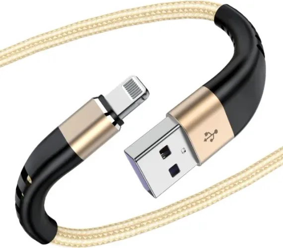 cabo usb carregador apple mfi para iphone 2m trançado 7.1a 5081 leon-dourado