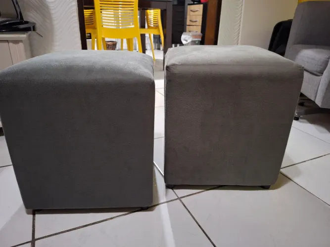 Kit puf cinza 2 unidades 