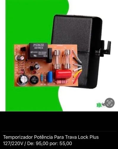 Temporizador Potência Para Trava Lock Plus 127/220v