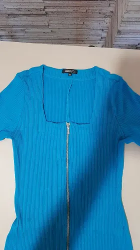 Vendo vestido Jean Darrot de malha canelada Tam G Seminovo