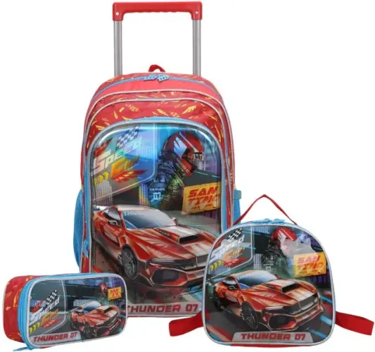 Kit Infantil Speed Car Tunning Race Santino Mochila + Lancheira + Estojo