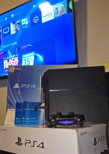 PLAYSTATION 4 FAT 500GB 1 CONTROLE C CAIXAS, MANUAIS E TODOS CABOS ORIGINAIS 
