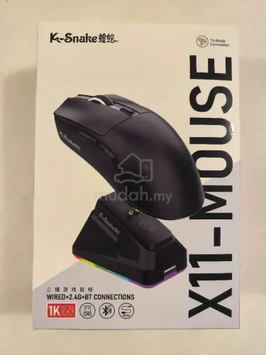 Mouse Gamer K-Snake X11 com Dock sem fio Trimode 12K DPI- Performance, zero Delay