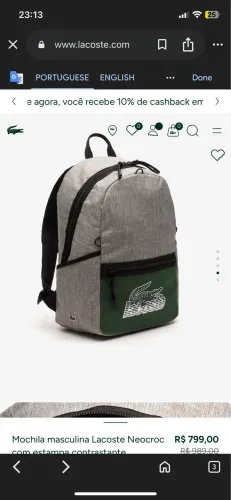 mochila lacoste 