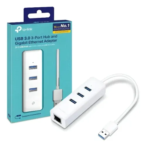 HUB USB TP-Link UE330 com Rede Gigabit 10/100/1000 3 Portas USB 3.2 Gen1