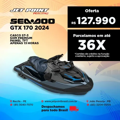 JET SKI SEA DOO GTX 170 2024, Só 13 Horas, Painel TFT, Som Premium, Troco/Parcelo 36x