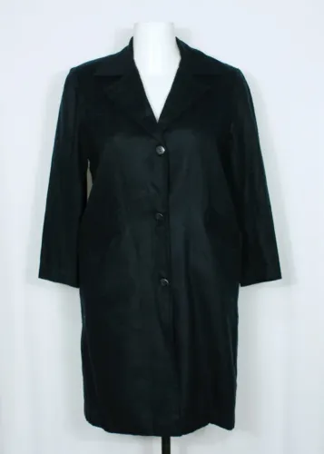 Sobretudo feminino lã batida leve preta inverno - Veste G - Ref. 4641