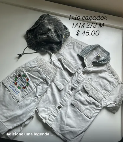 Conjunto caçador TAM 2/3 com chapéu