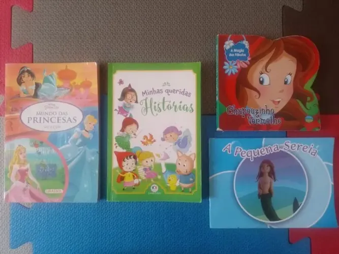 Kit com 4 Livros Mundo das Pincesas Queridas Histórias Chapeuzinho Vermelho Pequena Sereia