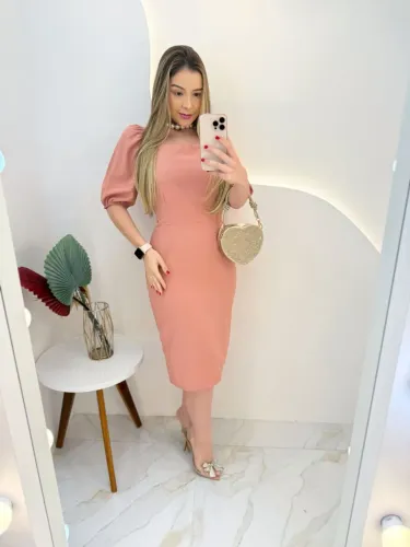Vestido Liz tubinho rose