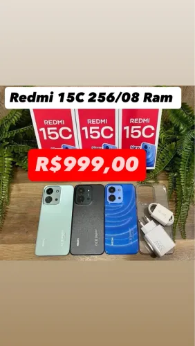 Celular Redmi 15c 256GB 08GB RAM Novo Azul Verde Preto 
