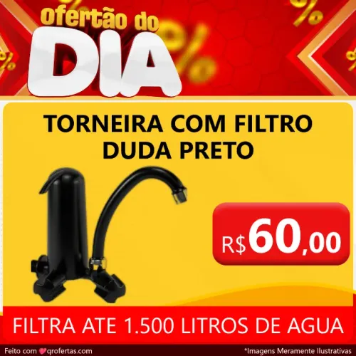 PRETO - PURIFICADOR DE AGUA COM TORNEIRA DUDA - FILTRA ATE 1.500 LITROS DE AGU A