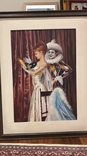 Obra de Arte - Quadro do Asfaduroff Nibbes, Colombiana e Arlequim, Número 18