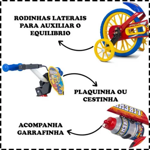 Bicicleta Infantil Nathor Aro 12 Menino e Menina com Rodinha e Para-Lama