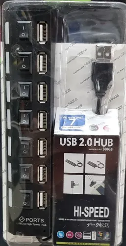 Hub 7 Portas  500Gb - Hi-Speed  !! Usb 2.0 c/  chave l/d  