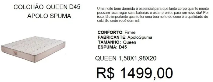 colchão de espuma D45 queen - entrega gratuita!
