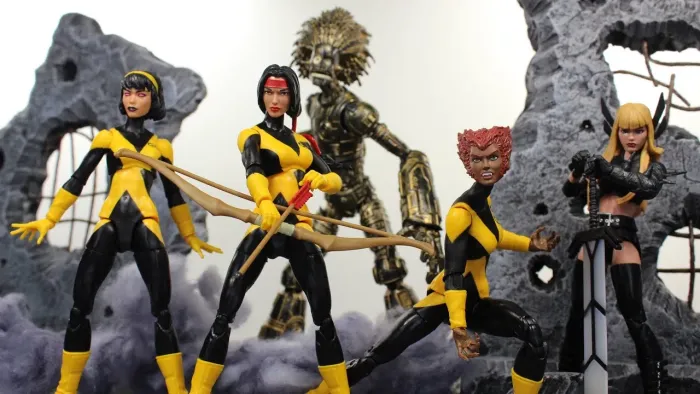 Marvel Legends novos mutantes baf Warlok, Lupina, Dani Monstar e Karma