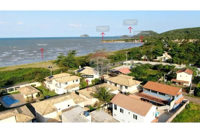 À venda casa em condomínio à beira-mar, com lazer completo, na Praia Rasa, Búzios