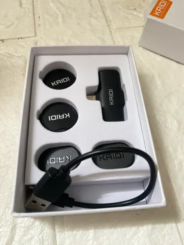 Microfone Sem Fio Lapela KAIDI KMF4-A Imã Duplo Anti Ruído para Iphone
