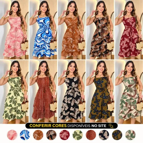 Kit 2 peças vestido curto Lua várias estampas disponíveis