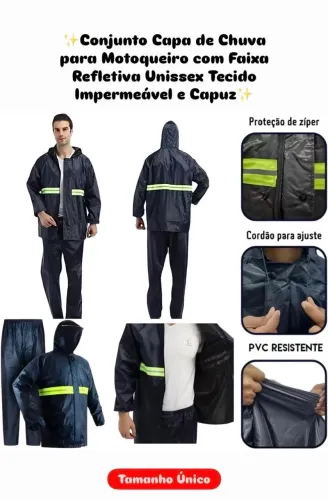Kit Capa Chuva Conjunto Impermeável Unissex Motoqueiro