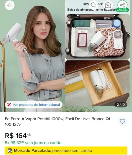 Ferro a vapor portátil