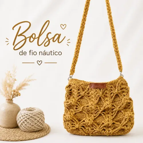 Bolsa artesanal de fio náutico. Leia a descrição.