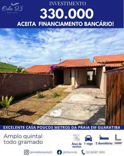 GUARATIBA ORLA 23 IMOBILIÁRIA VENDE! EXCELENTE CASA COM PRÓXIMO A PRAIA EM MARICÁ.