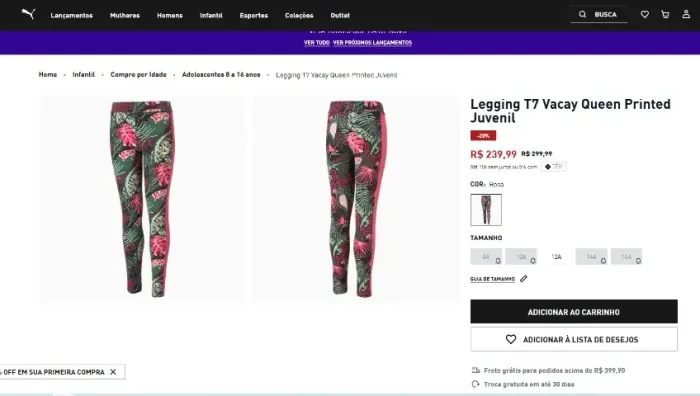 Legging PUMA nova nunca usada.