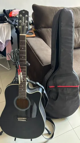 Violão Gianini Elétrico Cordas de Aço + Pedestal + Capa + Cabo + Correia