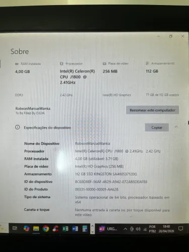 Computador Touch Screen Bematech 15" Profissional para PDV