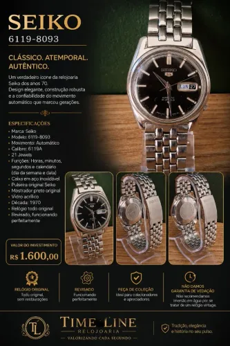 Relógio SEIKO 6119-8093 ? CLÁSSICO VINTAGE