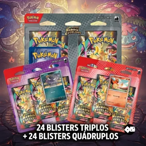 48×Blisters Triplos/Quádruplos Pokémon Est. Ilustradas ME02.5 (Heróis Excelsos) (Lacrados)